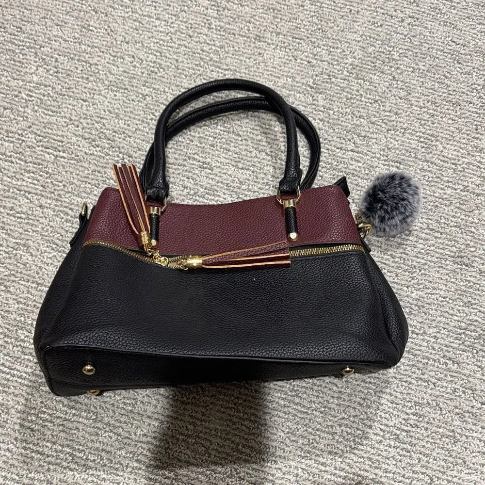 Chic Black and Burgundy Satchel
